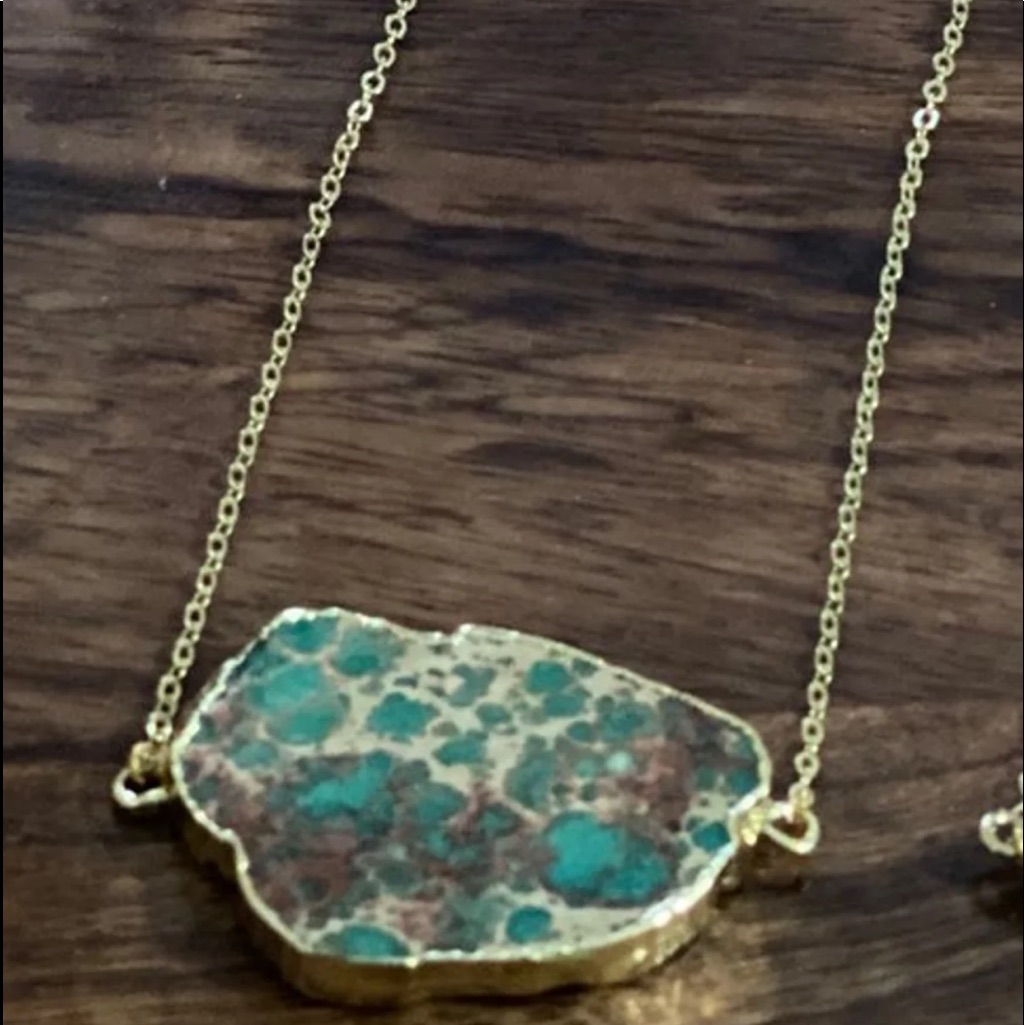 Sea Sediment Jasper 20 Gold Necklace 25$